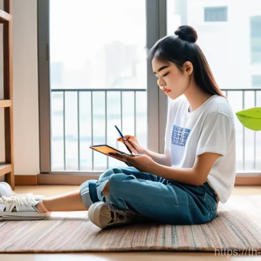 웹툰작가 스토리 플래닝 방법 - **Prompt:** A young Thai female webtoon artist, in her early 20s, wearing a comfortable oversized gr...