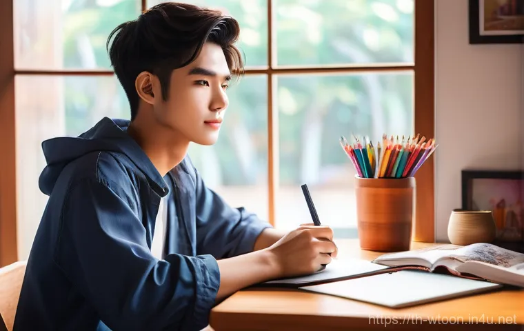 웹툰작가로 성장하기 위한 공부법 - **Prompt 1: The Spark of Inspiration &ndash; A Thai Webtoon Artist's Creative Journey**
    A young, aspir...