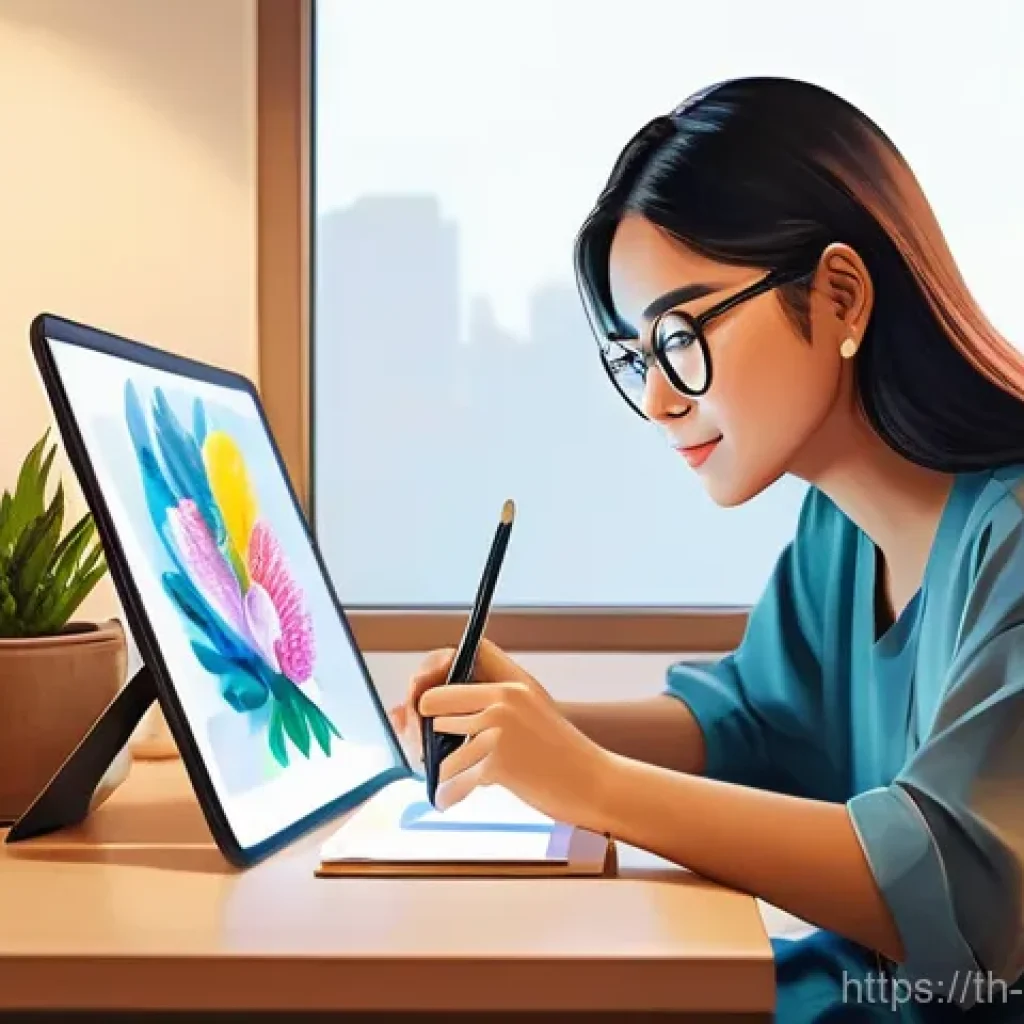 웹툰작가의 창작 기술 - **"A vibrant webtoon-style illustration of a young Thai female artist, in her early twenties, deeply...