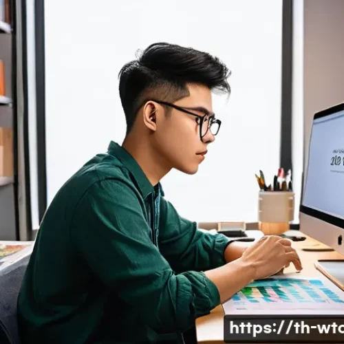 Home 23 웹툰작가가 피해야 할 행동 - A professional Thai webtoon artist workspace scene, showing a focused artist wearing casual clothes ...