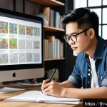 Home 17 웹툰작가가 알아야 할 저작권 - A professional Thai webtoon artist in a modern studio environment, wearing casual yet neat clothing,...