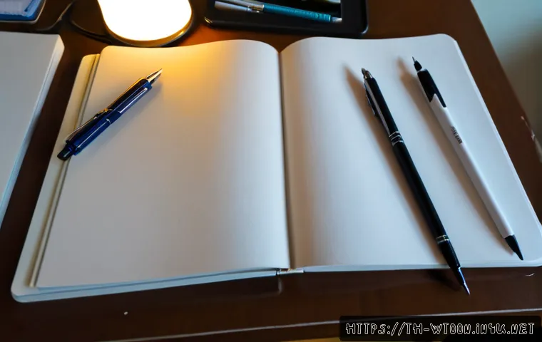웹툰작가 실기 준비에 필요한 재료 - Photorealistic overhead view of a Thai aspiring webtoon artist’s preparation desk, neatly arranged b...